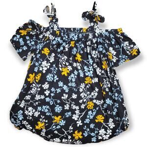 Lane Bryant Floral Shoulder Tie Short Sleeve Top Size 14/16